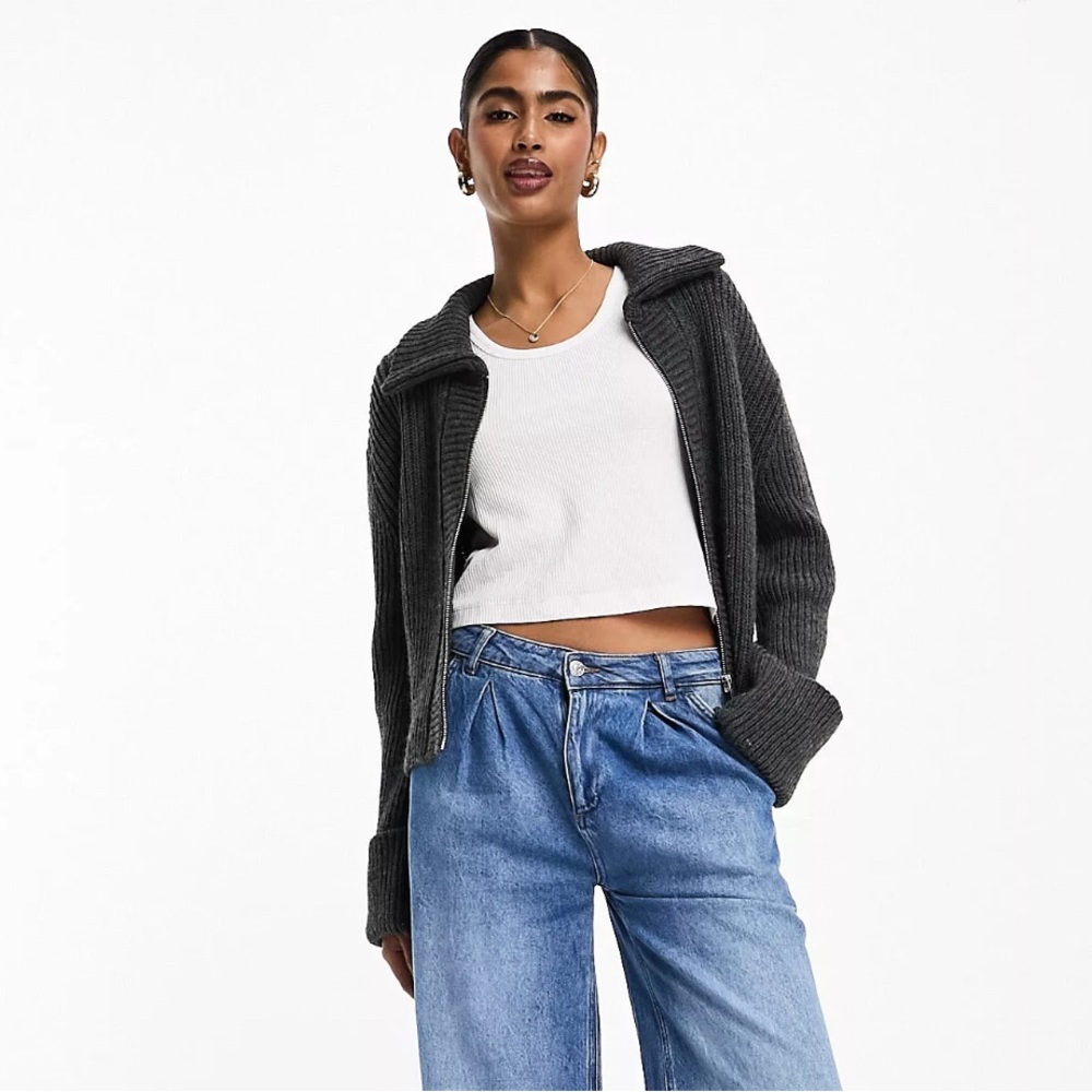 ASOS Gray Ribbed Cardigan